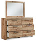 Hyanna Queen Panel Storage Bed with 1 Under Bed Storage Drawer, Dresser and Mirror