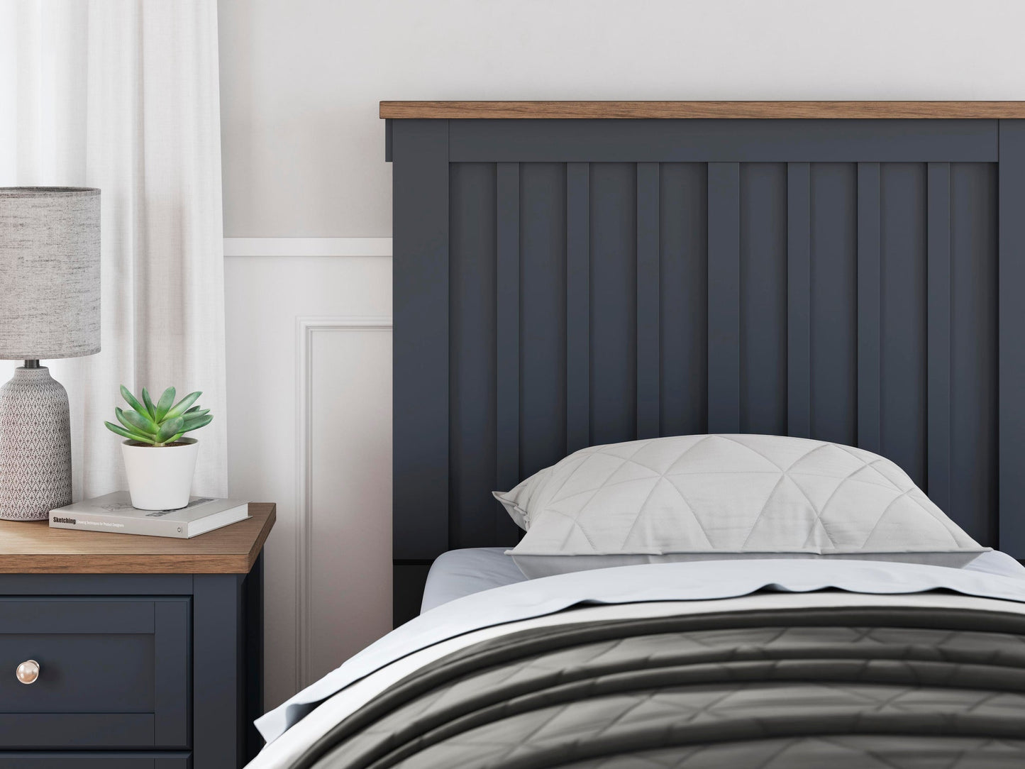 Landocken Twin Panel Bed, Dresser, Mirror, Chest and Nightstand