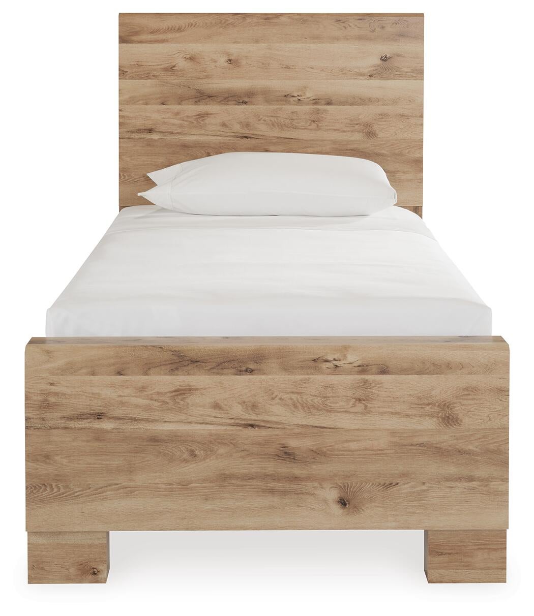 Hyanna Twin Panel Bed with Mirrored Dresser