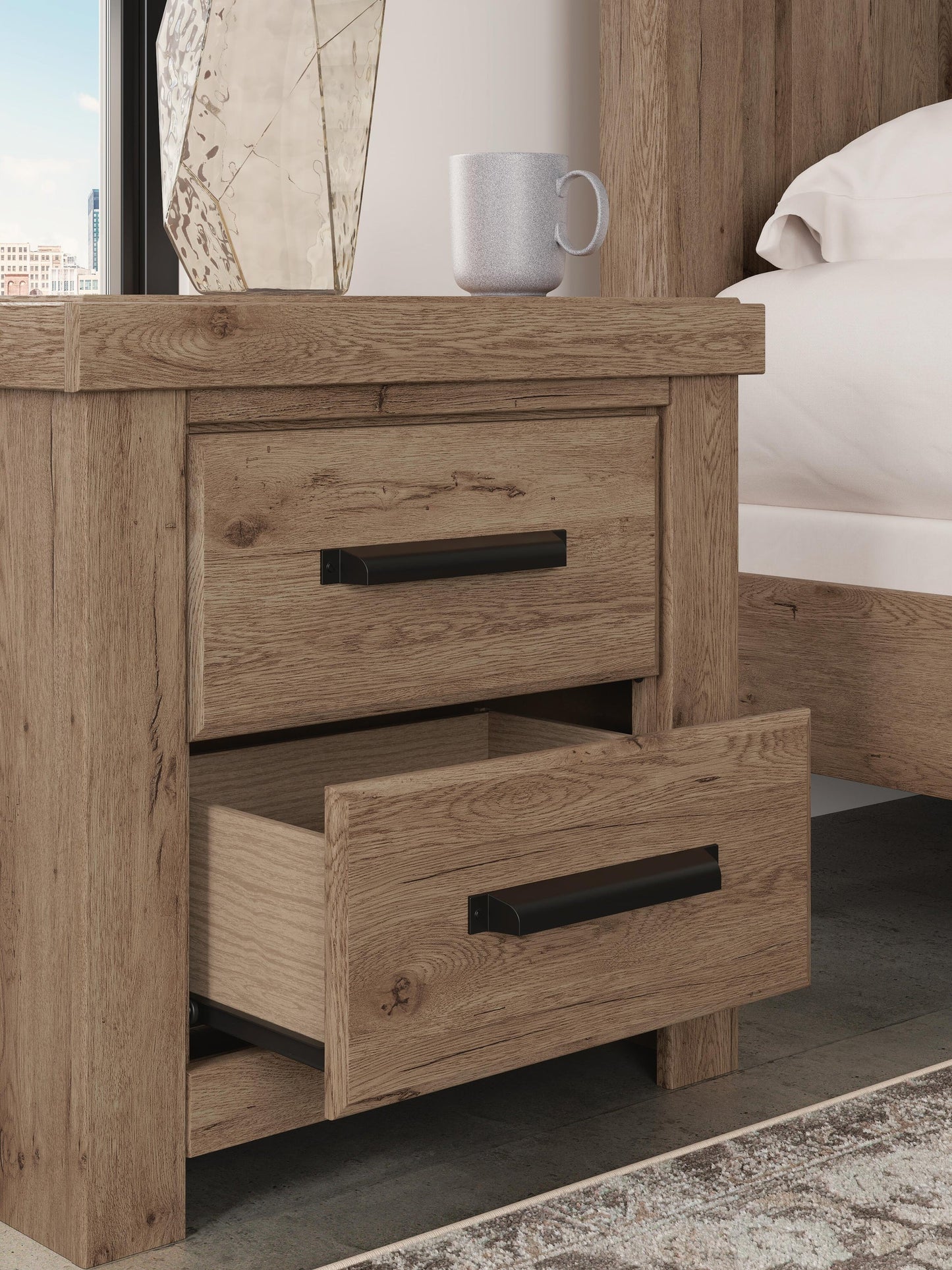 Garistyn Queen Panel Bed. Dresser, Mirror and Nightstand