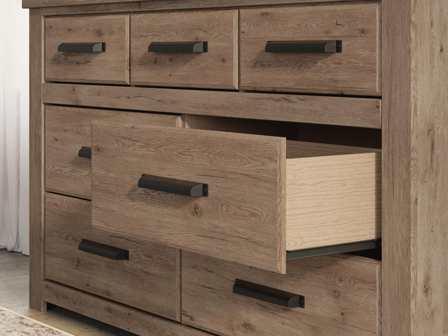 Garistyn Queen Panel Storage Bed, Dresser, Mirror, Chest and Nightstand