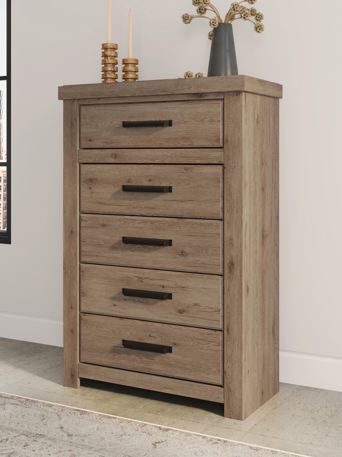 Garistyn Queen Panel Bed, Dresser, Mirror, Chest and Nightstand