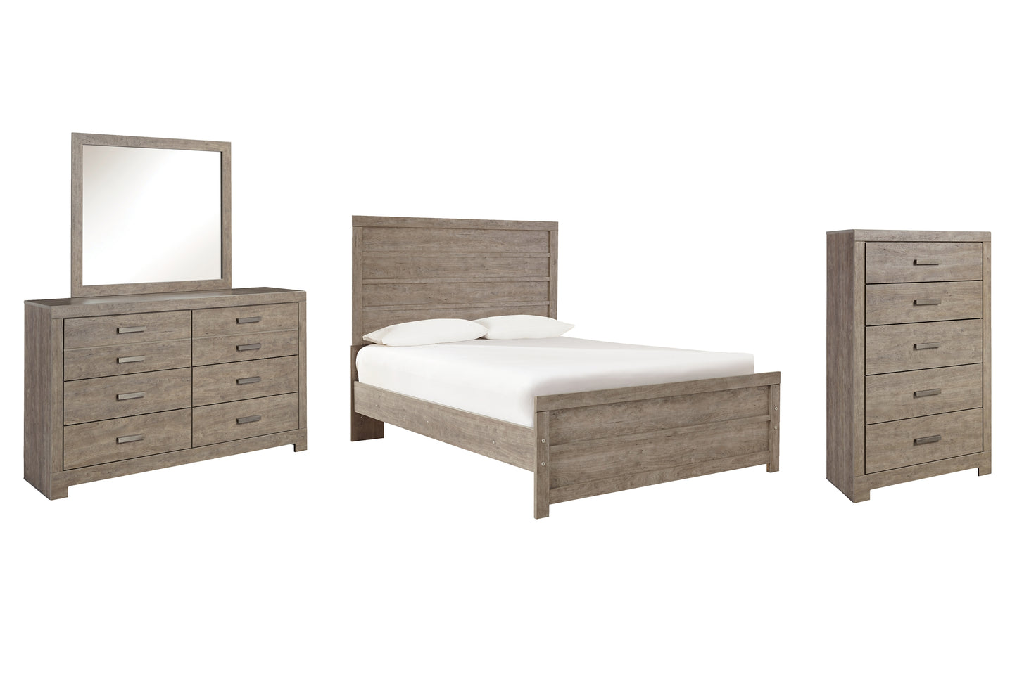 Culverbach Full Panel Bed with Mirrored Dresser and Chest